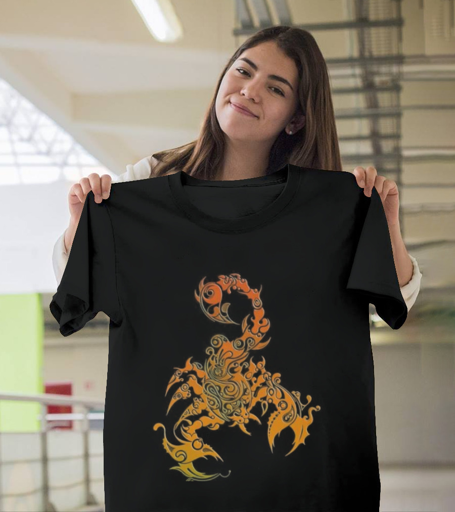 Scorpion Fiery Spirit Swirl Motif T-Shirt