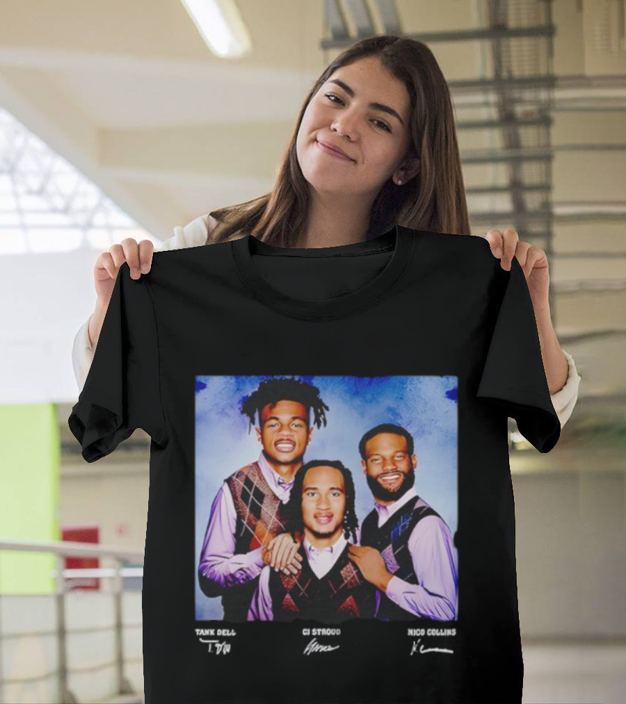 Nico Collins CJ Stroud Tank Dell Step Brothers Houston Texans NFL Players Portrait T-Shirt