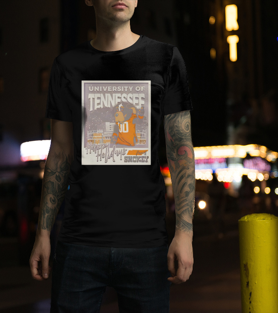 University Of Tennessee Happy Holidays From Smokey Stadium Scene T-Shirt