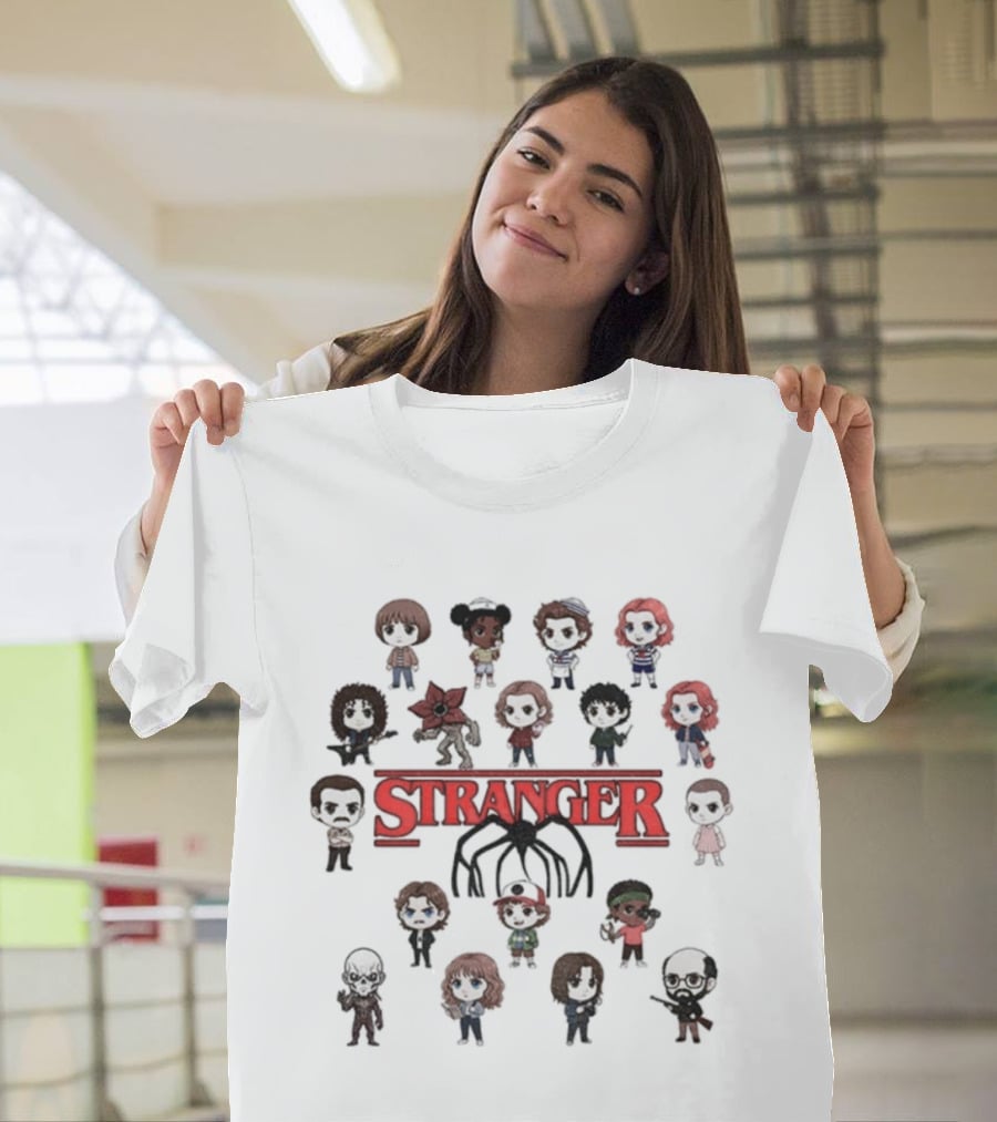 Cute Stranger Things Characters Eleven Demogorgon Dustin Mike Lucas Will Max Joyce Jim Hopper T-Shirt