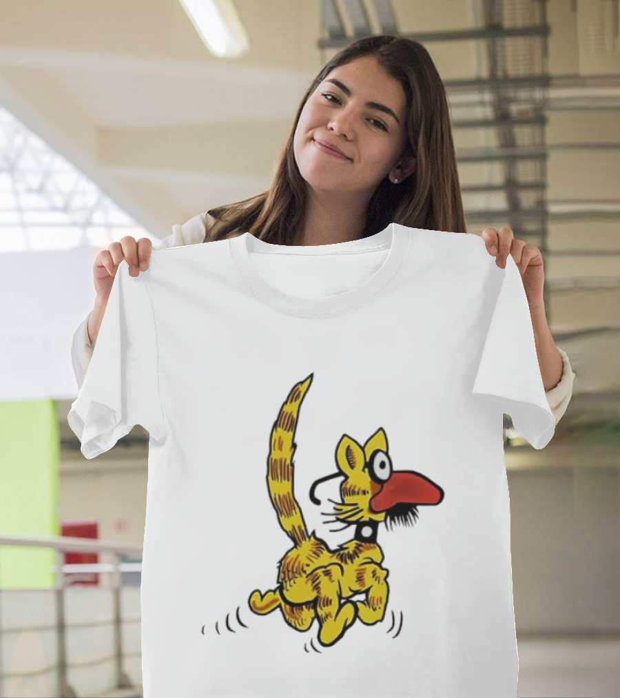Don Martin Cartoon Yellow Cat With Red Nose Retro Humor Classic Comic Style T-Shirt
