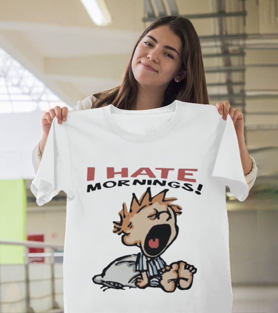 I Hate Mornings Cartoon Vintage Comic Style Pajamas Pillow T-Shirt