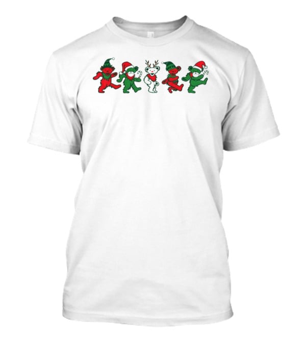 Grateful Dead Dancing Bears Christmas Santa Reindeer Holiday Gildan T-Shirt