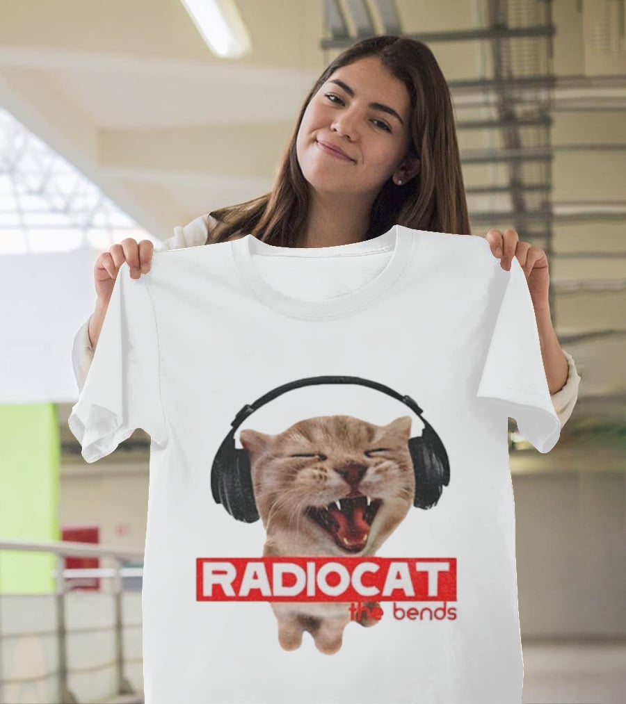 Radiocat The Bends Headphones Cat Graphic T-Shirt