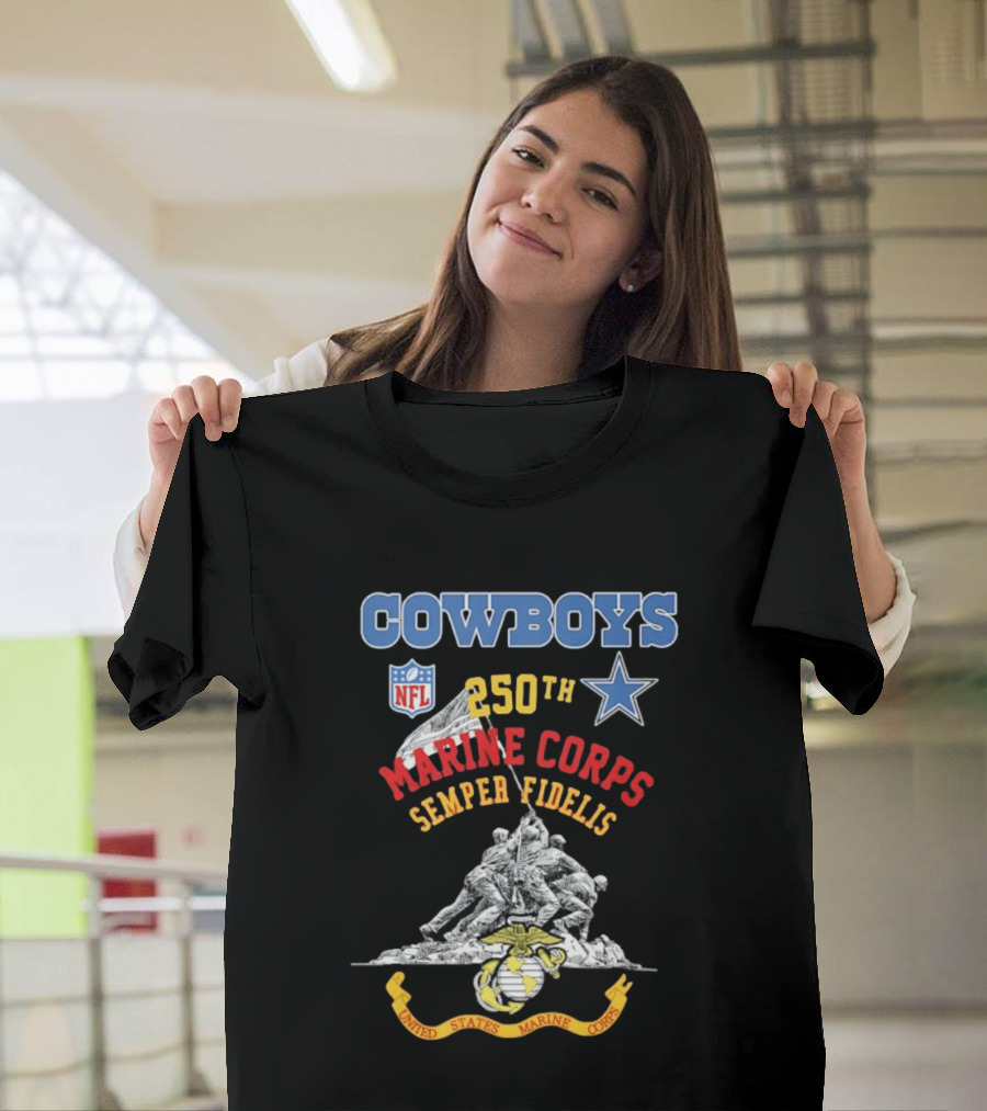 Cowboys NFL Marine Corps 250th Semper Fidelis United States T-Shirt