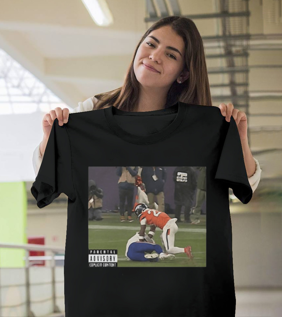 Denver Broncos Vs Buffalo Bills Explicit Content Tackle Controversial Interception Play T-Shirt
