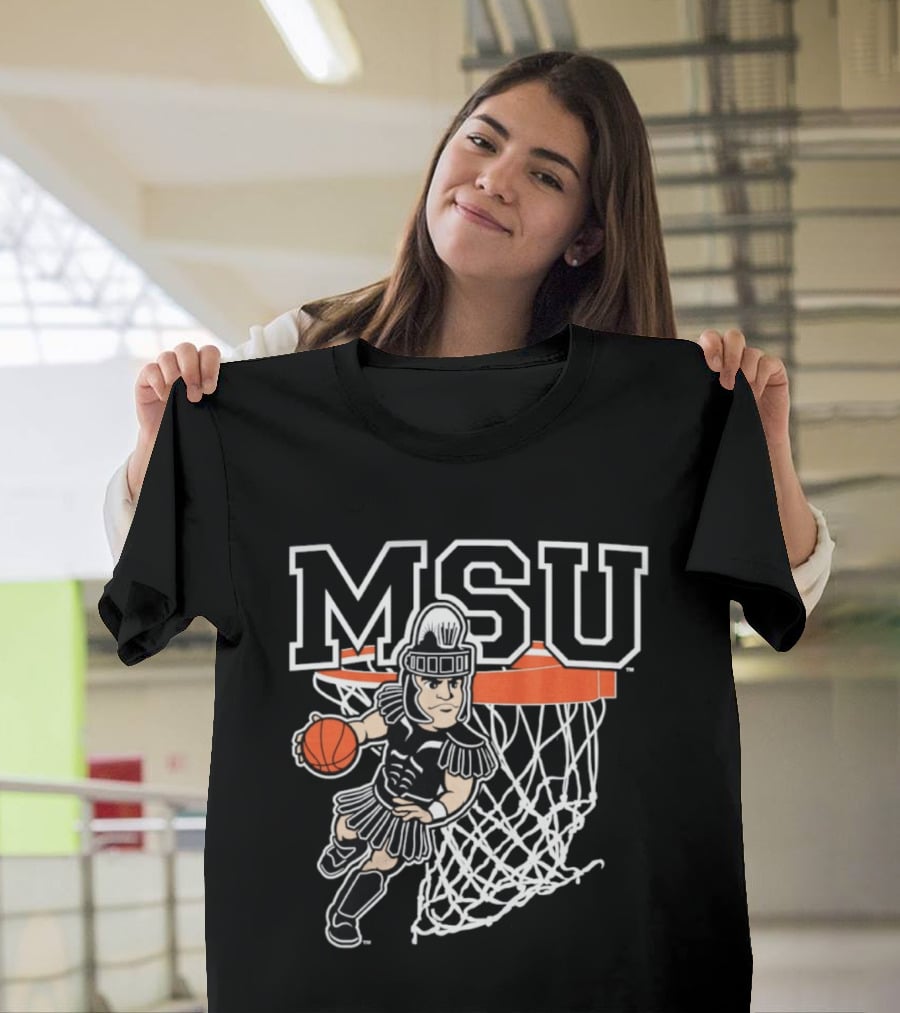 Michigan State Spartans Basketball MSU Logo Slam Dunk T-Shirt