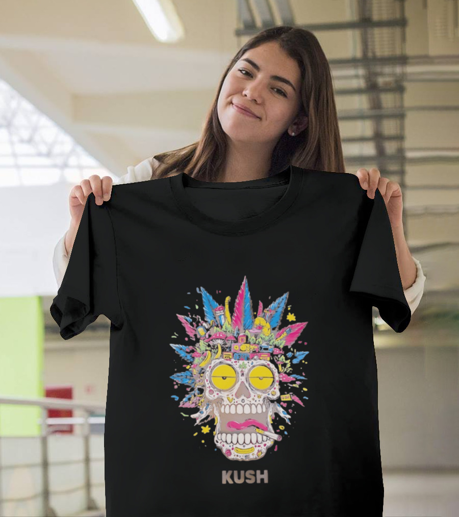 Psychedelic Kush Skull Vibrant Cannabis T-Shirt