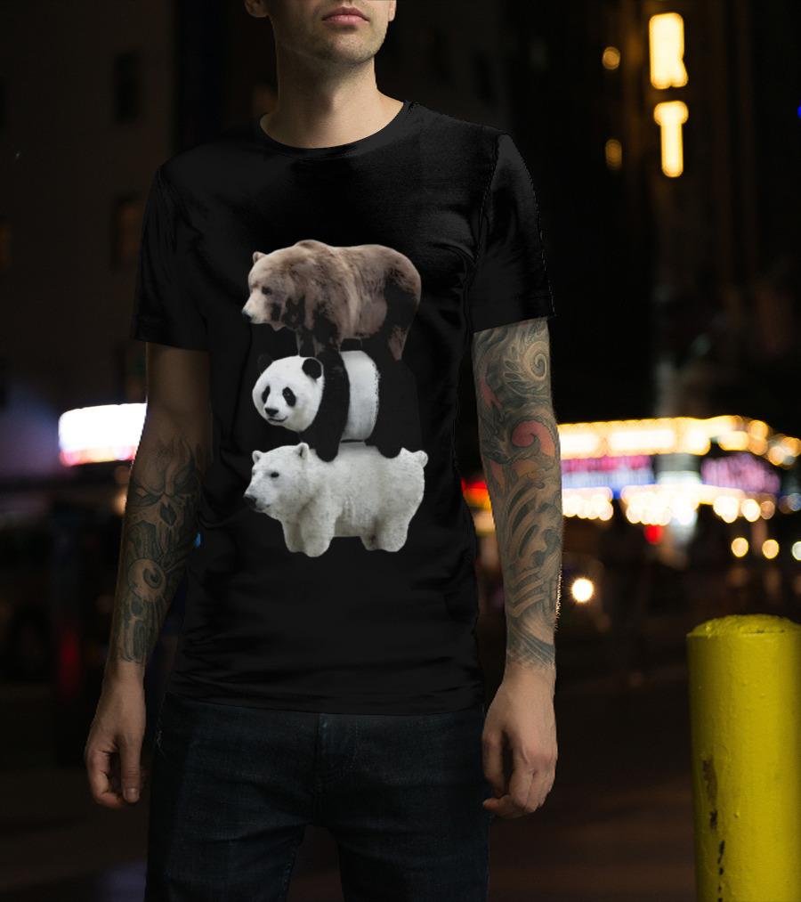 We Bears Realistic Stacked Brown Panda Polar Bears T-Shirt