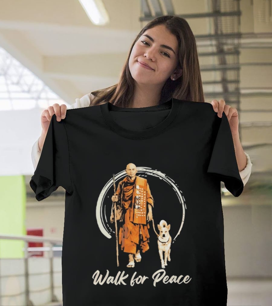 Walk For Peace Aloka With Monk And Dog T-Shirt