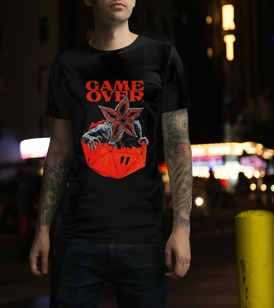 Game Over Stranger Things Demogorgon Eleven Dice T-Shirt