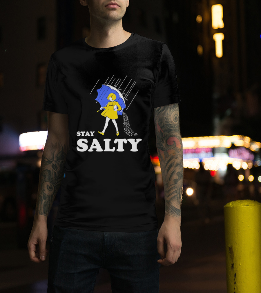 Stay Salty Girl In Yellow With Blue Umbrella T-Shirt