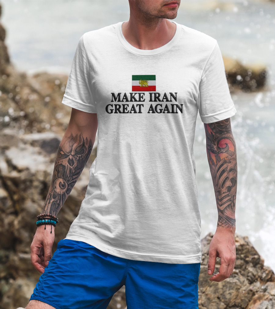 Make Iran Great Again Embroidered Flag Lion T-Shirt