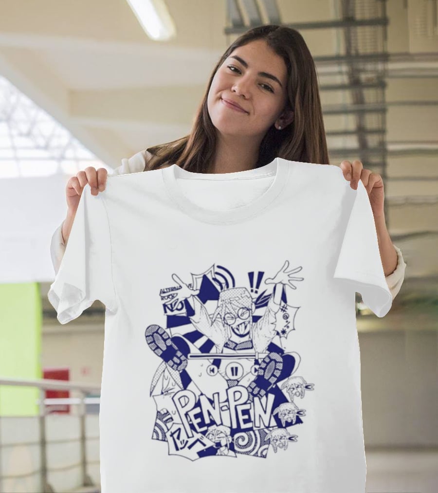 Pen Pen Alterna Ve Abstract Character Blue Vibes T-Shirt