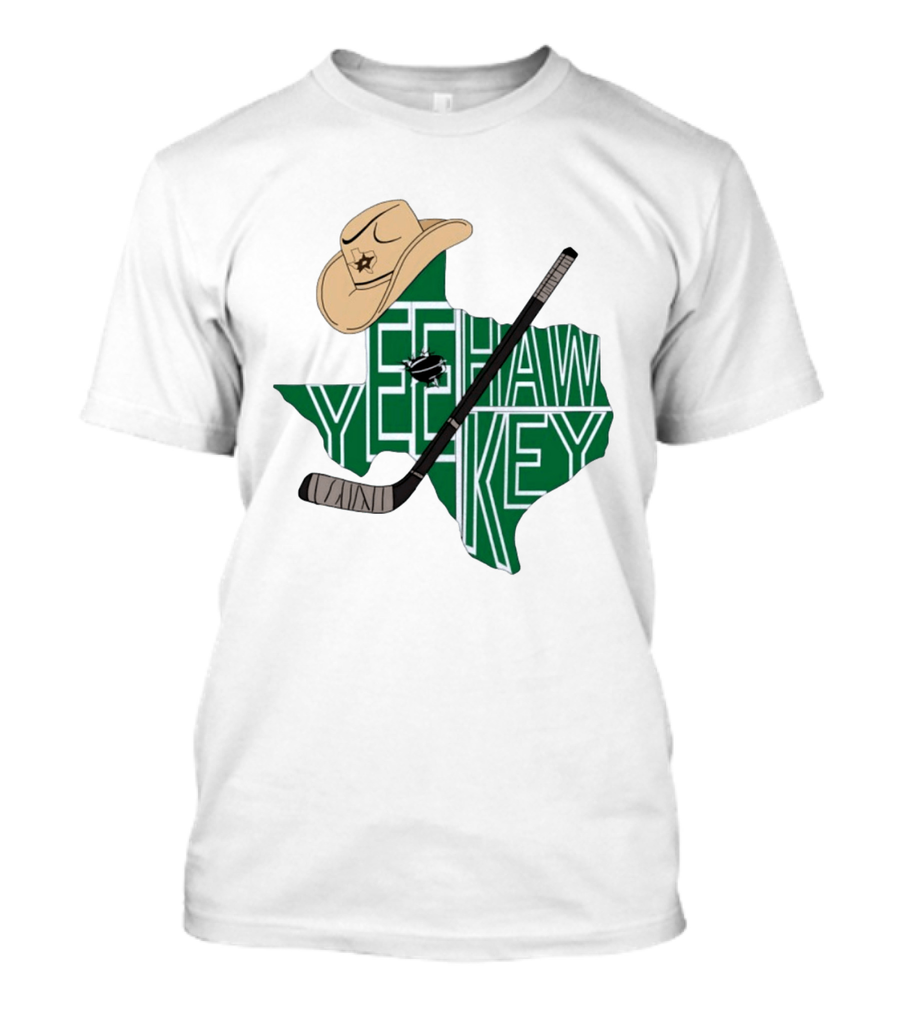 Yee Hawkey Hockey Texas Map Cowboy Hat And Stick Retro 1993 T-Shirt