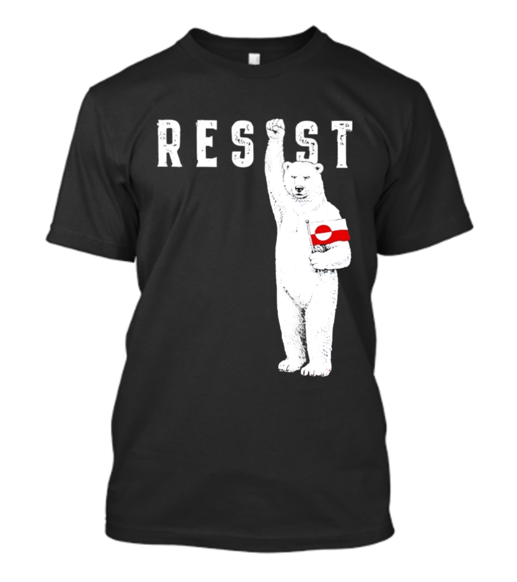 Resist Polar Bear Holding Greenland Flag T-Shirt