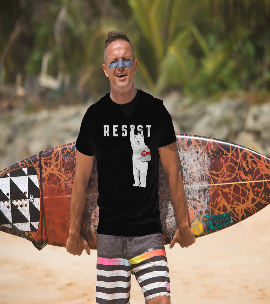 Resist Polar Bear Holding Greenland Flag T-Shirt