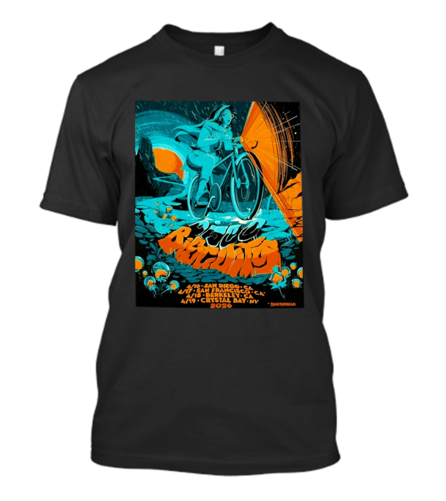 Bicycle Day Tour The Disco Biscuits West Coast April 2026 San Diego San Francisco Berkeley Crystal Bay T-Shirt