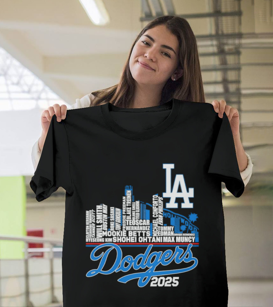 Los Angeles Dodgers 2025 City Skyline Name Players T-Shirt