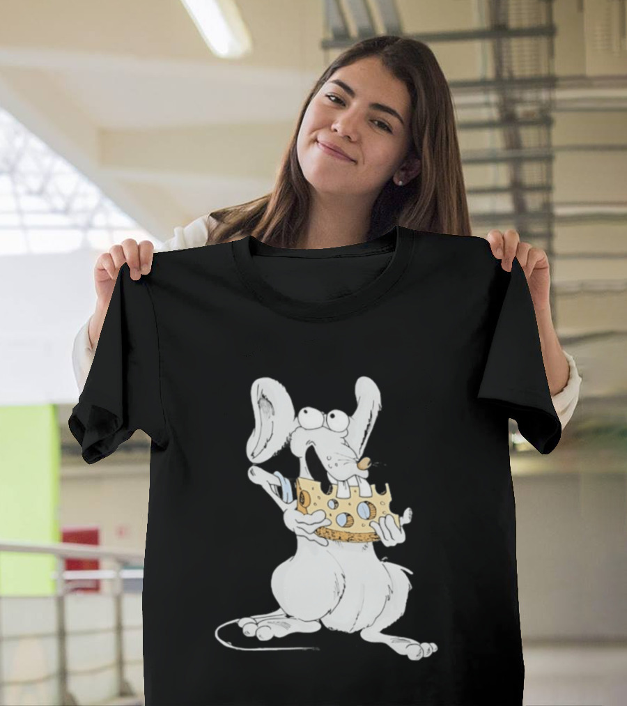 Cartoon Mouse Enjoying Swiss Cheese T-Shirt