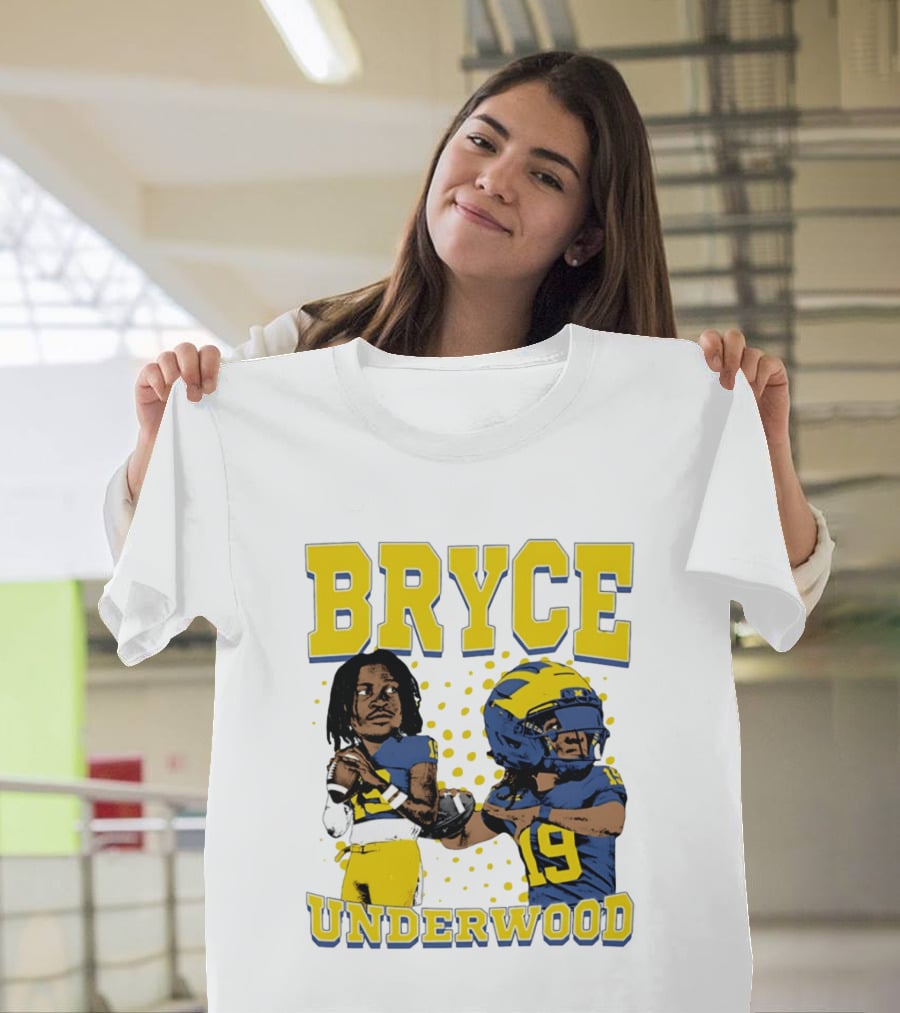 Bryce Underwood Michigan Blue And Yellow Football Caricature 19 T-Shirt