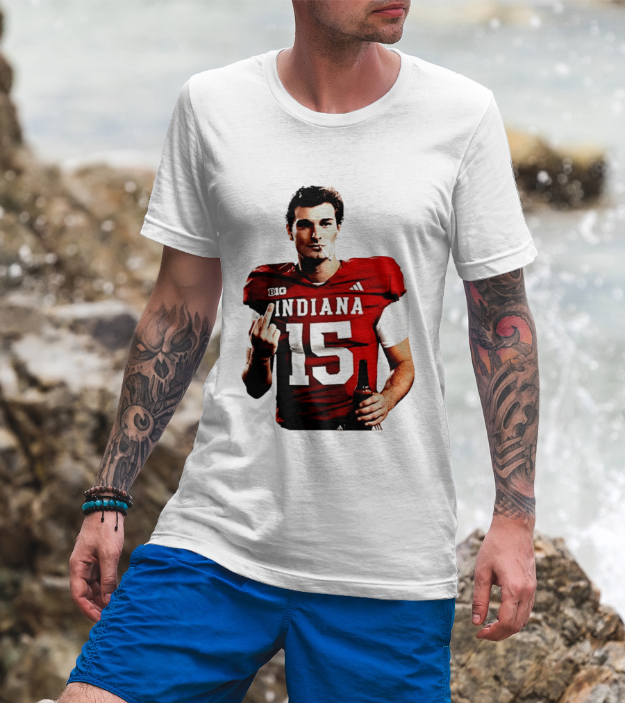 Indiana Hoosiers 15 Middle Finger Smoking Football Player T-Shirt