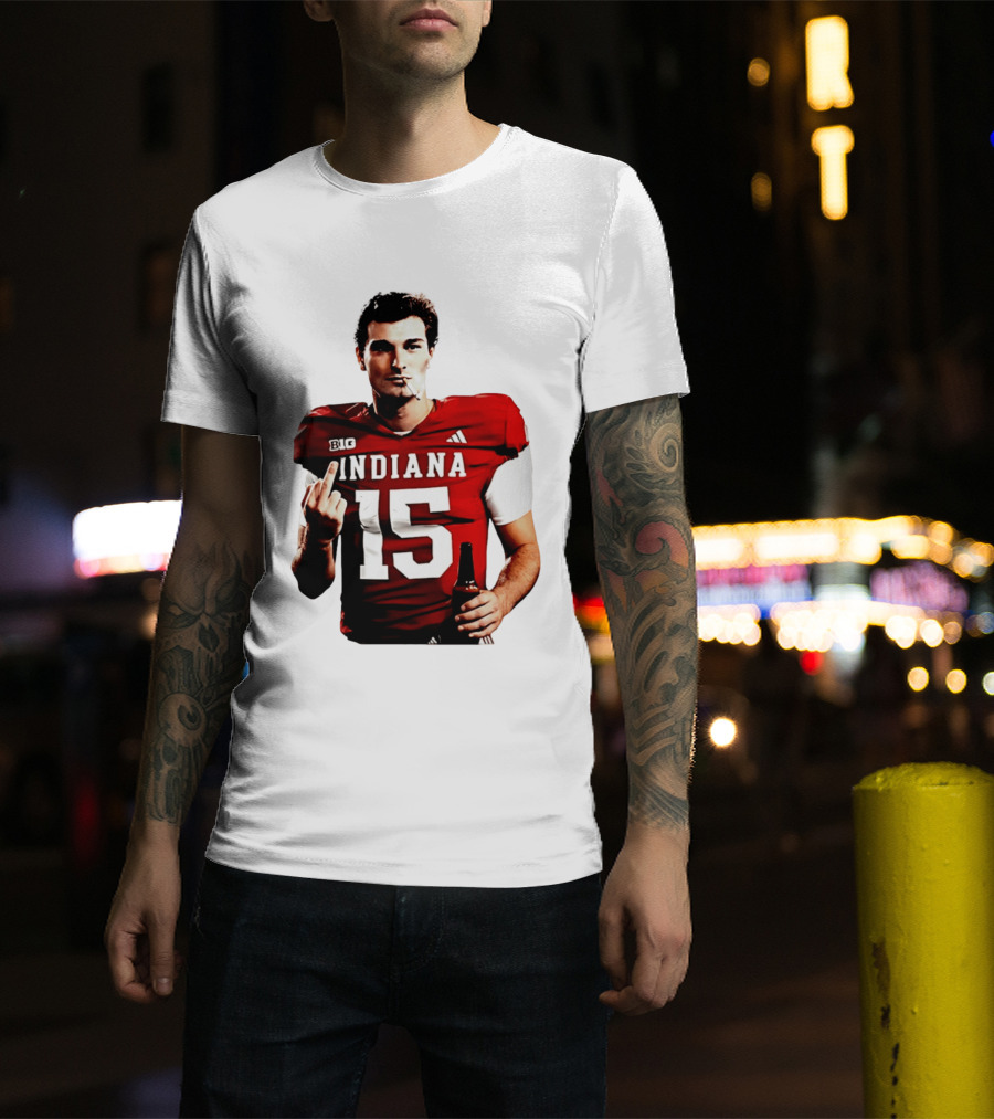Indiana Hoosiers 15 Middle Finger Smoking Football Player T-Shirt