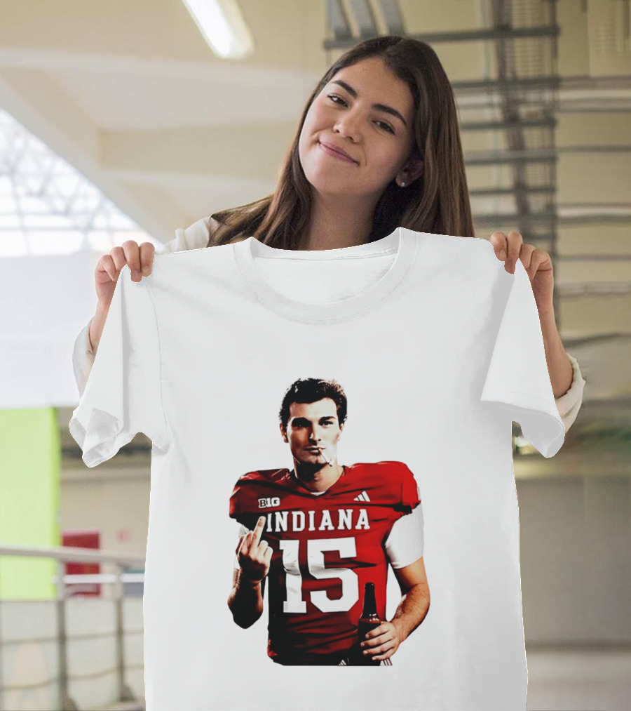 Indiana Hoosiers 15 Middle Finger Smoking Football Player T-Shirt