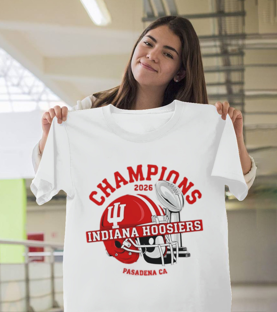 Indiana Hoosiers 2026 Champions Helmet Trophy Football Victory T-Shirt