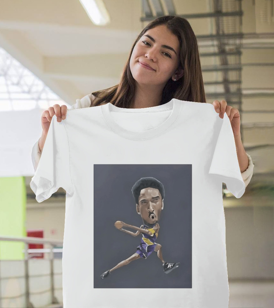Kobe Bryant Caricature In Lakers Basketball Jersey T-Shirt