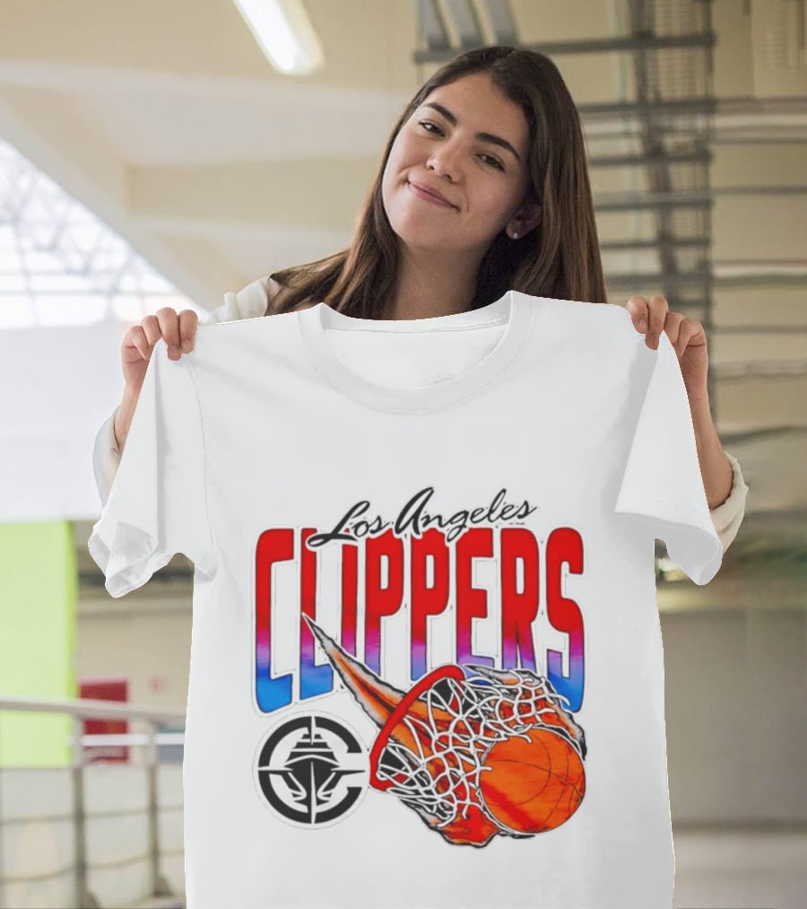 Los Angeles Clippers Basketball Flaming Hoop T-Shirt