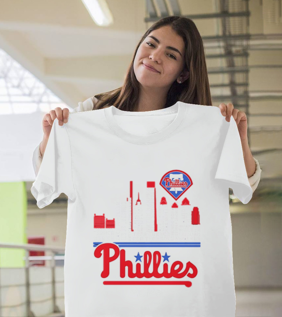 Philadelphia Phillies 2025 City Skyline And Players Names T-Shirt