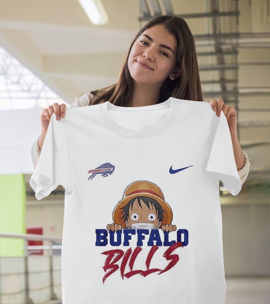 Buffalo Bills One Piece Monkey D Luffy Nike Collaboration T-Shirt