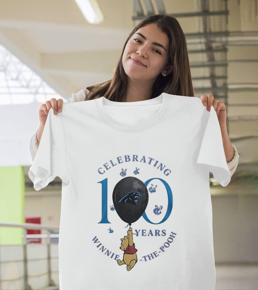 Carolina Panthers Winnie The Pooh 100th Anniversary Celebrating Years T-Shirt