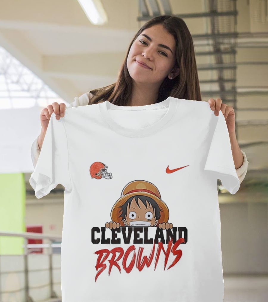 Cleveland Browns One Piece Monkey D Luffy Nike Collaboration T-Shirt