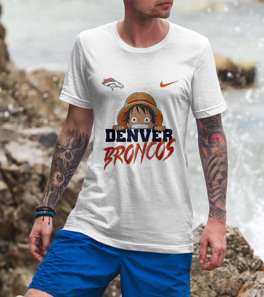 Denver Broncos One Piece Monkey D Luffy Anime Crossover Nike Collaboration T-Shirt