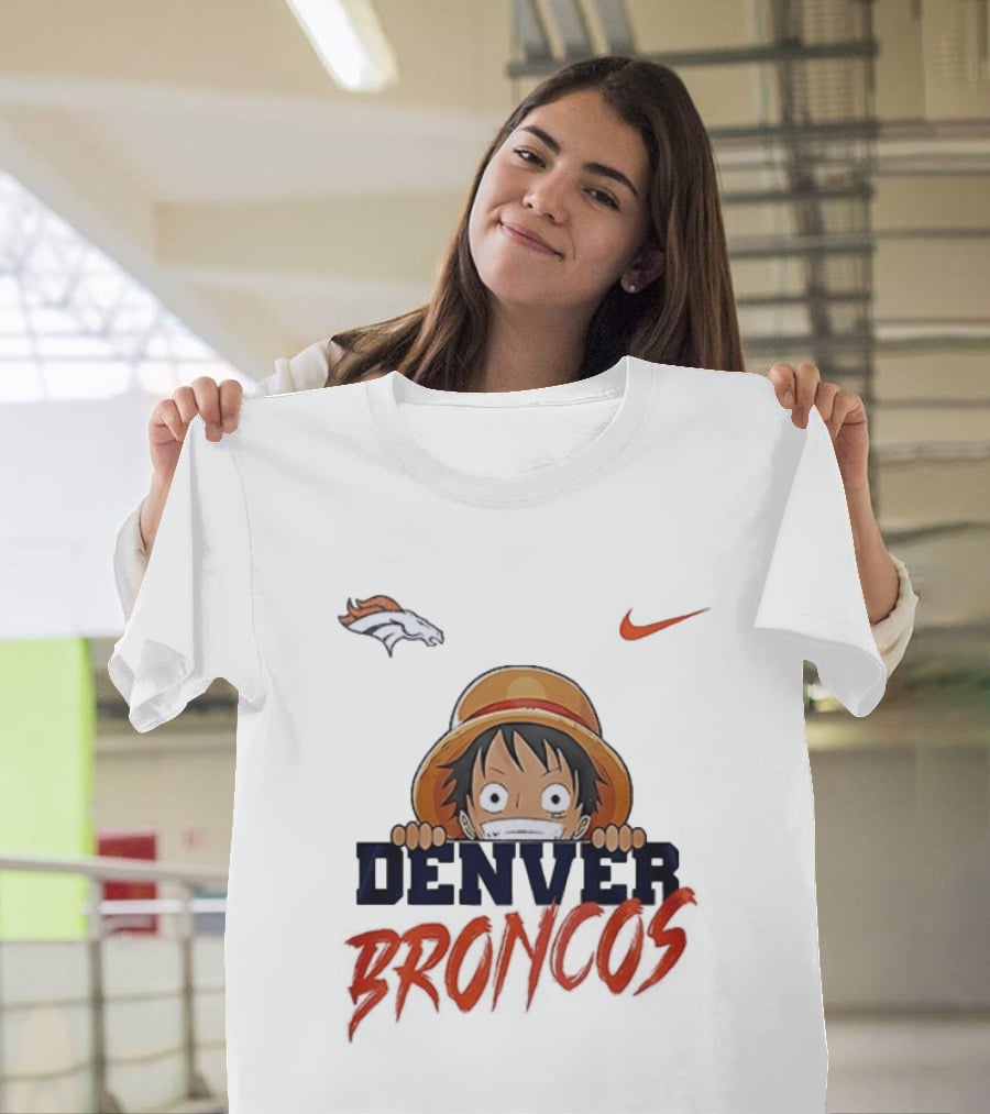 Denver Broncos One Piece Monkey D Luffy Anime Crossover Nike Collaboration T-Shirt