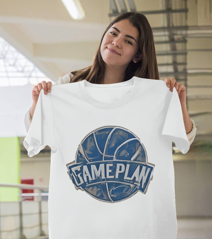Gameplan Basketball Painting Blue Basketball T-Shirt