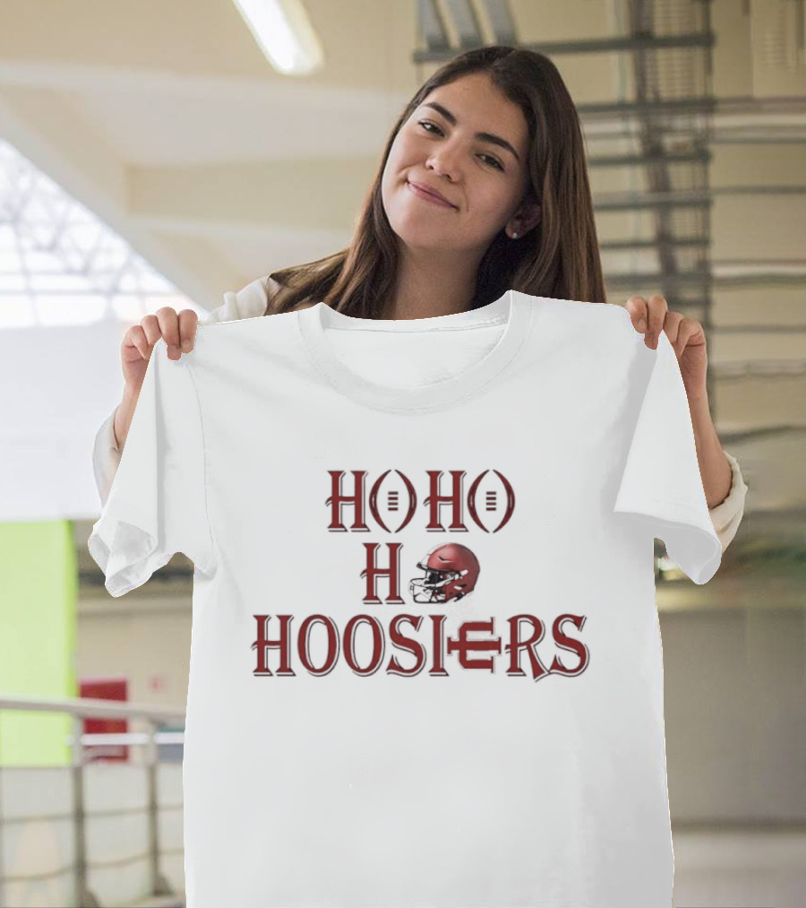 Indiana Hoosiers Ho Ho Ho Helmet Holiday Spirit T-Shirt