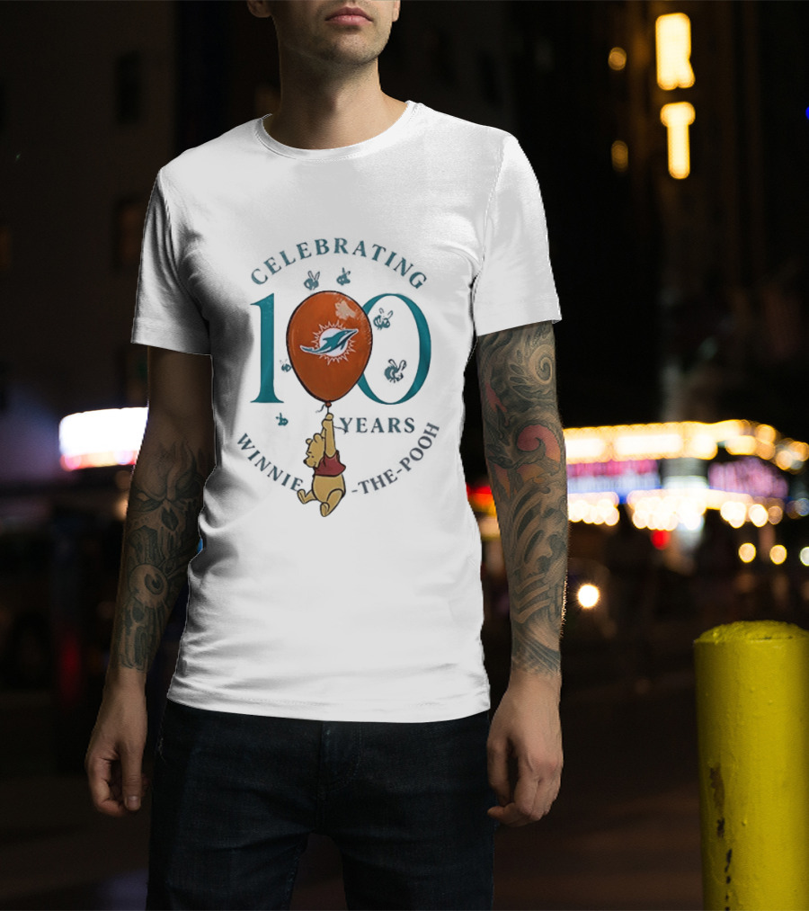 Celebrating 100 Years Miami Dolphins Winnie The Pooh T-Shirt