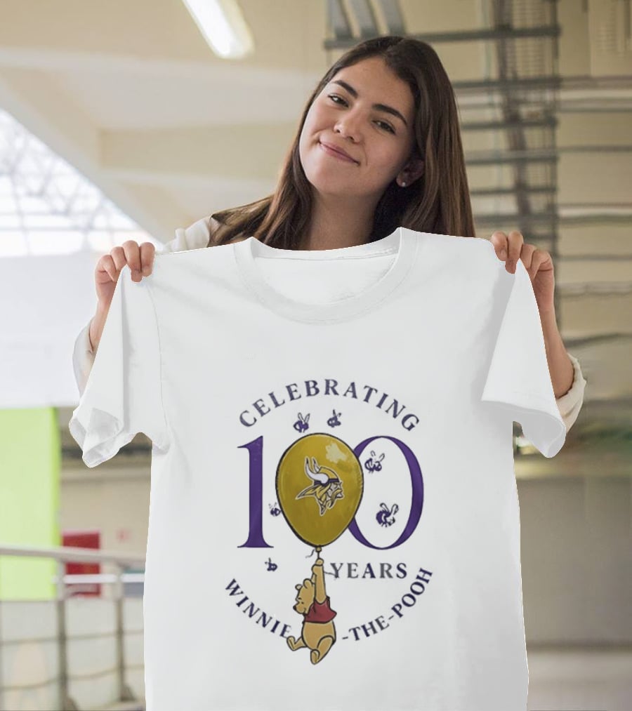 Celebrating 100 Years Minnesota Vikings Winnie The Pooh Anniversary T-Shirt