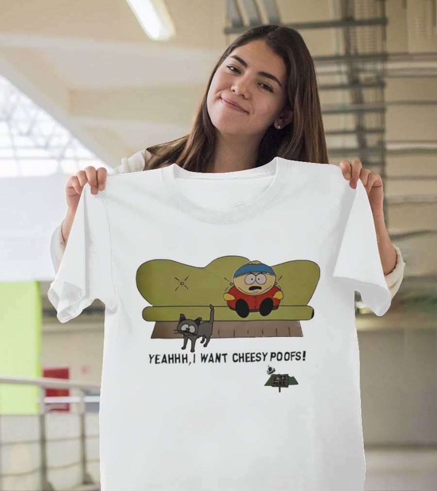 South Park Yeahhh I Want Cheesy Poofs Couch Cat Cartman T-Shirt