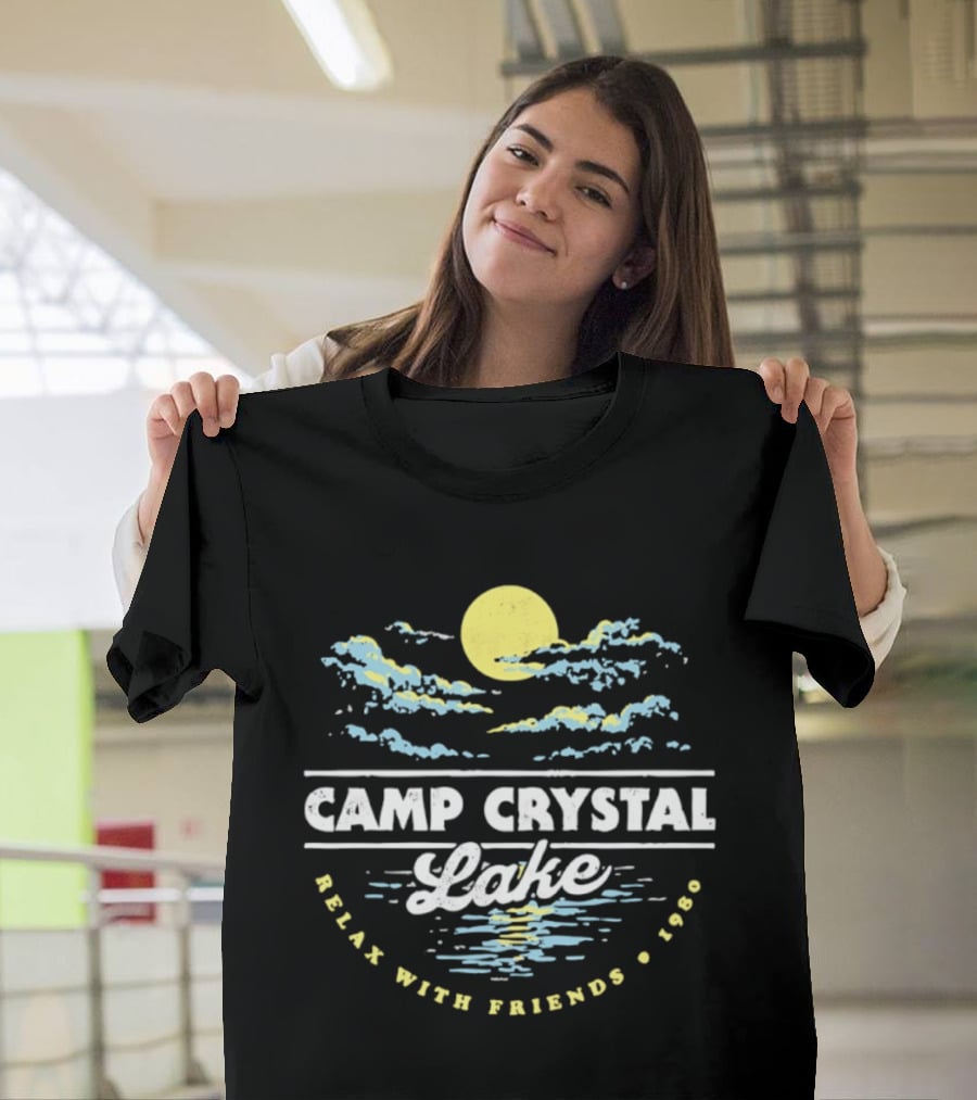 Camp Crystal Lake Relax With Friends 1980 Moon Clouds T-Shirt