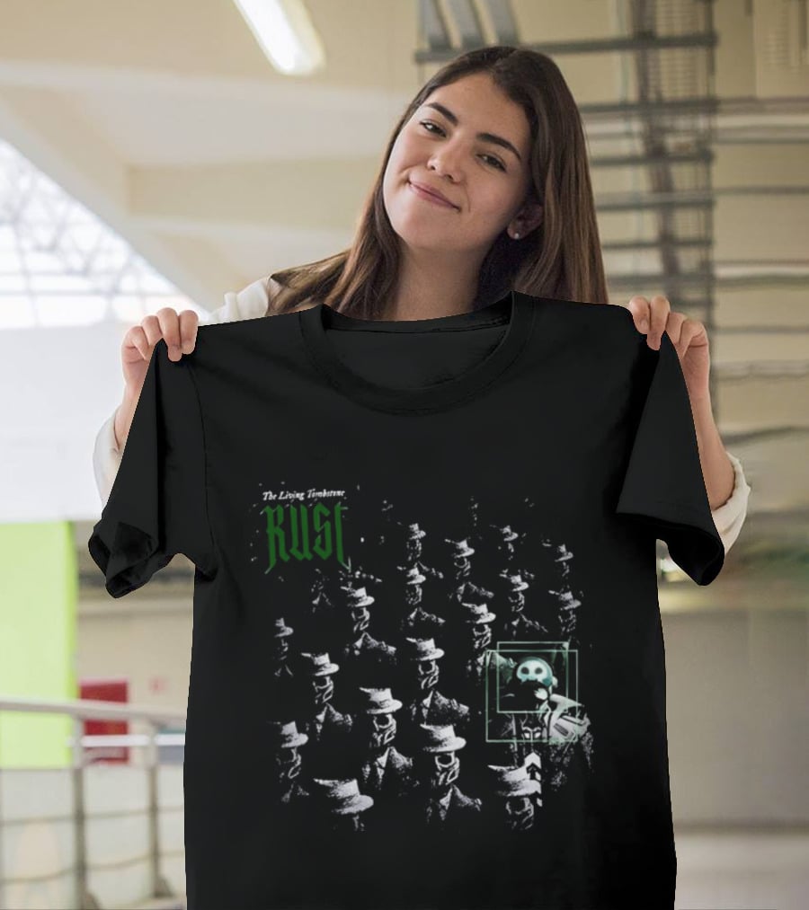 Rust The Living Tombstone Neon Green Glitch Skull Pixelated Music T-Shirt