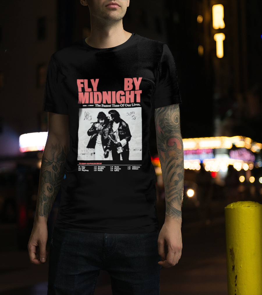 Fly By Midnight The Fastest Time Of Our Lives Black And White Signatures T-Shirt