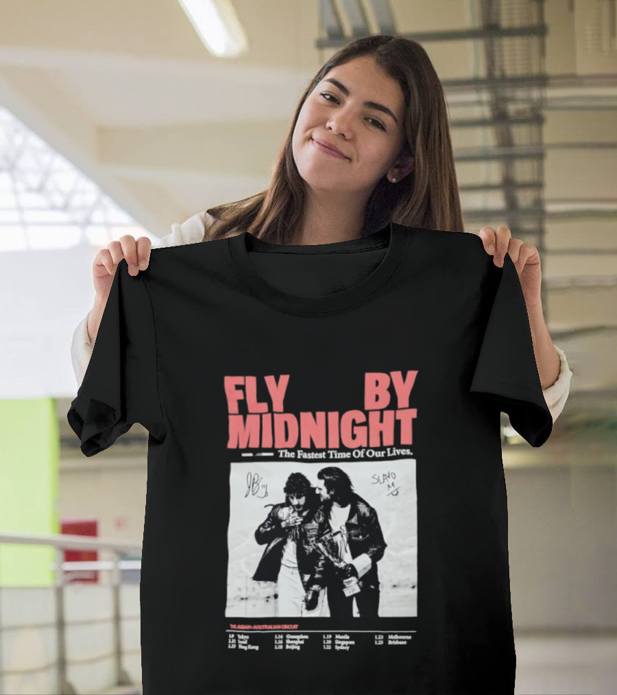 Fly By Midnight The Fastest Time Of Our Lives Black And White Signatures T-Shirt