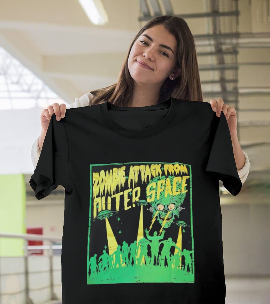 Zombie Attack From Outer Space UFO Alien Invasion T-Shirt