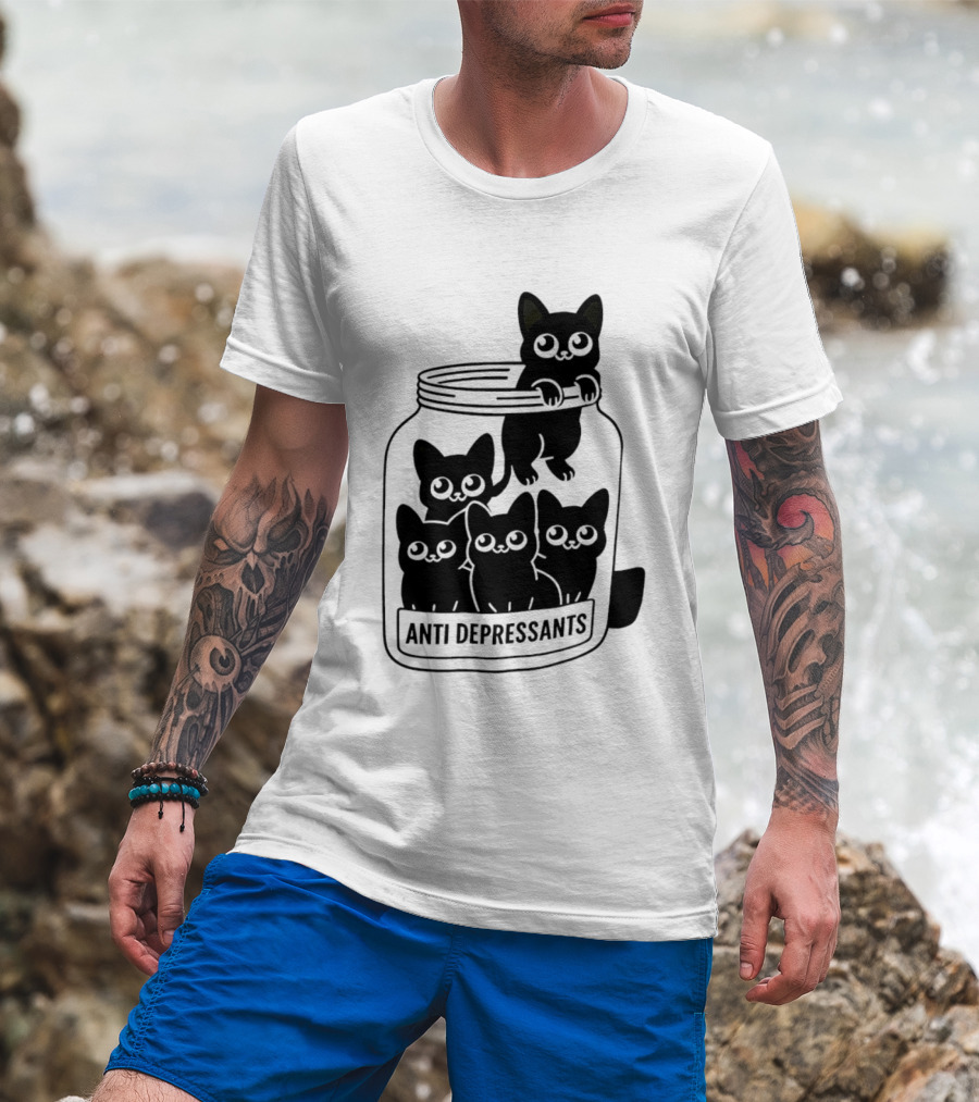 Anti Depressants Cat Jar With Cute Kittens T-Shirt
