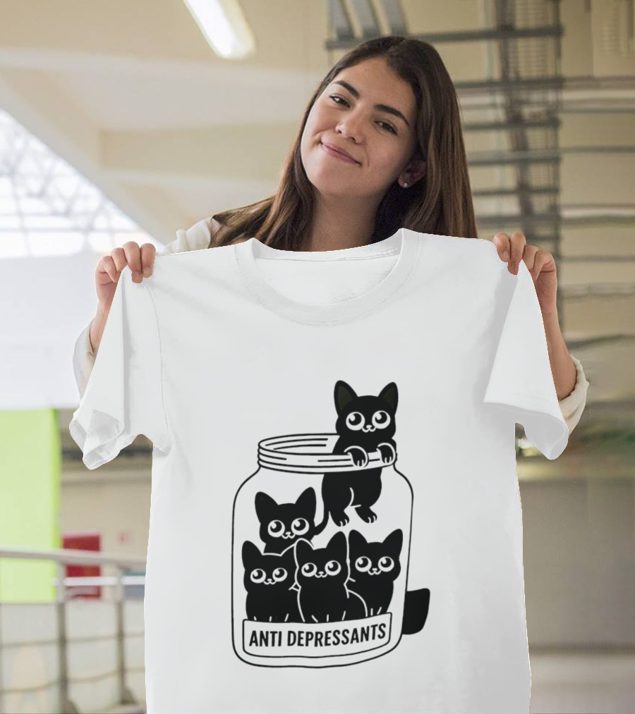 Anti Depressants Cat Jar With Cute Kittens T-Shirt