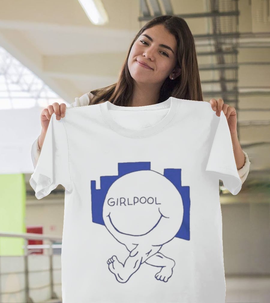 GIRLPOOL Happy Face Blue Smiling T-Shirt